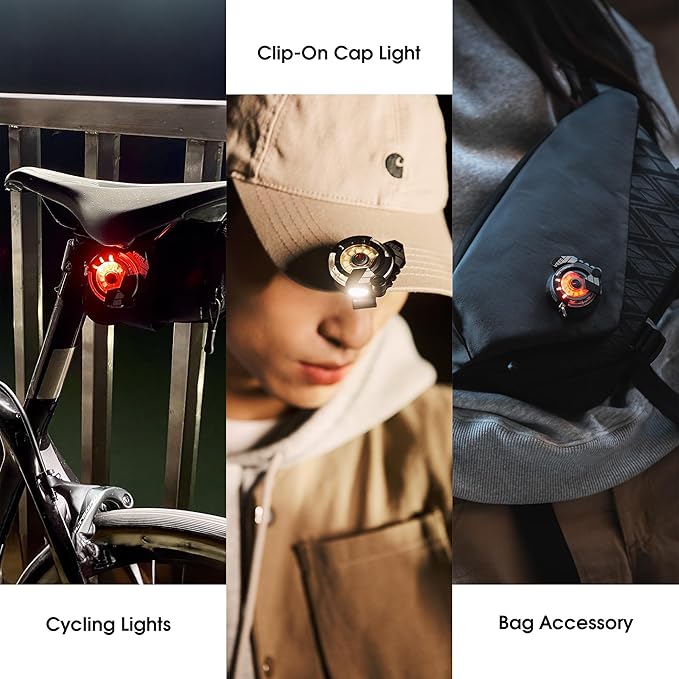 VSGO Portable EDC Flashlight,Rechargeable Work Light,Hat Clip Light,8 Light Modes,Clip for Pocket & Hat, Magnetic Base, Portable for Inspection, Repairs, Cycling,Camping,Travel, Hiking and Emergency