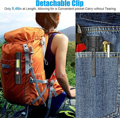 USB Rechargeable Flashlight, Magnetic LED Flashlight, 2000 Lumen Super Bright LED Tactical Flashlight with Cob Worklight,Waterproof,Zoomable Best Small LED Flashlight for Camping, Emergency Flashlight