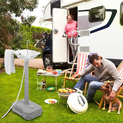 Automatic Portable Sink with Type-c Port, Electric Lightweight Camping Hand Washing Station, Wash Basin with 18L Bottom Water Tank, Soap Dispenser, Towel Holder, for Outdoor, Travel, Boat, Worksite