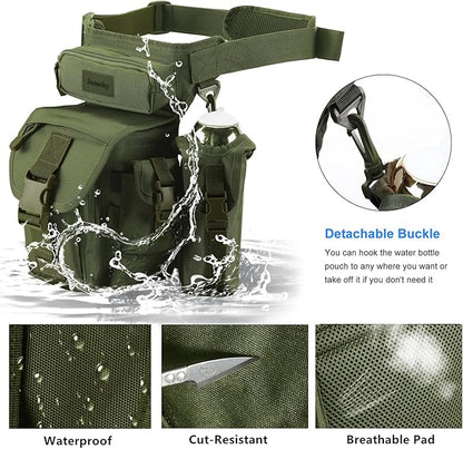 Jueachy Drop Leg Bag for Men Tactical Metal Detecting Thigh Pack with Water Bottle Pouch