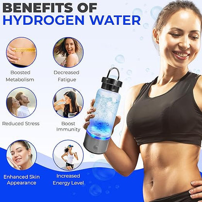 HydroBottle Advanced Hydrogen Water with TDS Meter, Durable Hook, and Protective Sleeve - Enhanced Hydration on The Go