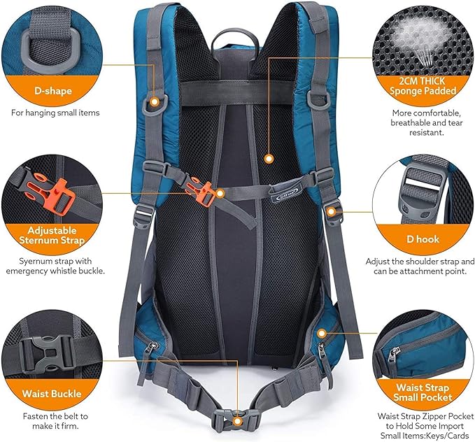 G4Free 45L Hiking Travel Backpack Waterproof with Rain Cover, Outdoor Camping Daypack for Men Women