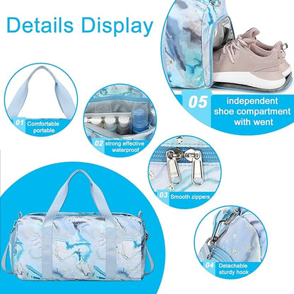 Sport Gym Duffle Travel Bag for Men Women Duffel with Shoe Compartment, Wet Pocket