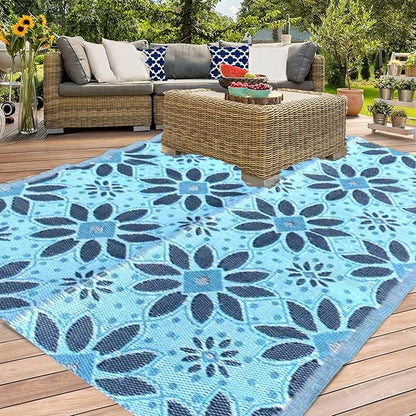 BalajeesUSA 2 Pack Outdoor Rugs Plastic Straw Patio Rugs RV Camping Reversible Mats Wholesale Price (2 Pk 5'x7') 20386