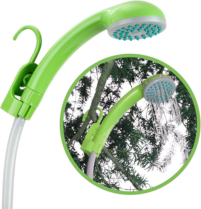 Portable Camping Shower, Outdoor Shower Head, Shower Pump, Rechargeable Battery, USB Charging Line, Pumps Water from Bucket, for Hiking, Pet Cleaning and Shower, Car Washing