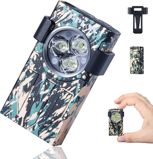 APLOS L01 1100 Lumens Rechargeable Mini EDC Flashlight, Magnetic Base & Clip, Bright Pocket Flashlight for Outdoor, Emergencies, Powered by Built-in Battery, Type-C Charging (Camouflage)