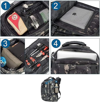 Expandable 40-64L Military Tactical Backpack 3 Day Bag Hiking Gym Sport Camping