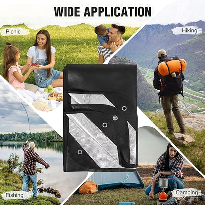 RedSwing 2 Pack Heavy Duty Waterproof Emergency Thermal Tarp, Insulated Survival Blanket for Outdoor Camping, Hiking, and Emergency Shelter, Green+Black