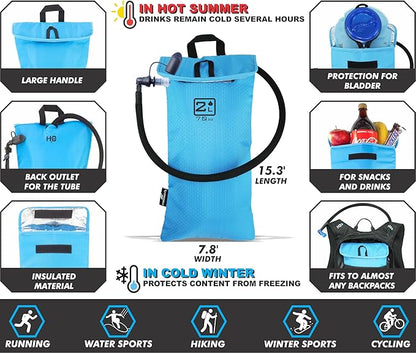 Protective Cooler Bag for 2L or 3L Hydration Water Bladder Pack > Keeps Water Cool & Protects Bladders > Thermally Insulated, Water Resistant > Ideal As a Backpack Cooler - Bladder is NOT Included