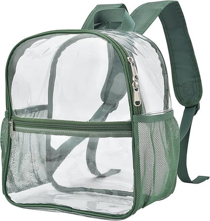 Oraben Clear Backpack for Stadium Events Clear Stadium Backpack 12x6x12 Bag (Enhanced Strap, Forest Green)