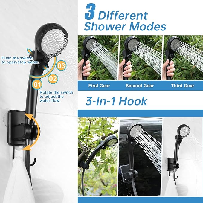 AlpsWolf Camping Shower, Electric Portable Shower with Digital Power & Temperature Display for Camping, Swimming, Hiking, Beach, Fishing
