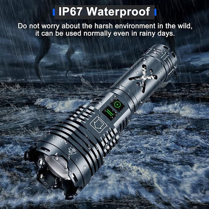 Rechargeable LED Flashlights 2500000 High Lumens,High Powered Flashlight Super Bright,Handheld Tactical Flashlight With Waterproof, 6 Modes, Zoomable, Powerful Flashlights for Camping Home Emergencies