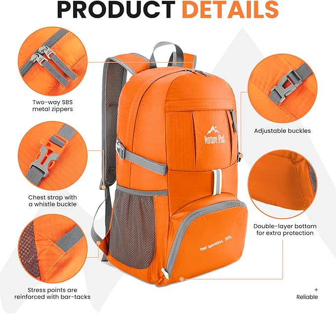 Venture Pal 35L Ultralight Lightweight Packable Foldable Travel Camping Hiking Outdoor Sports Backpack Daypack