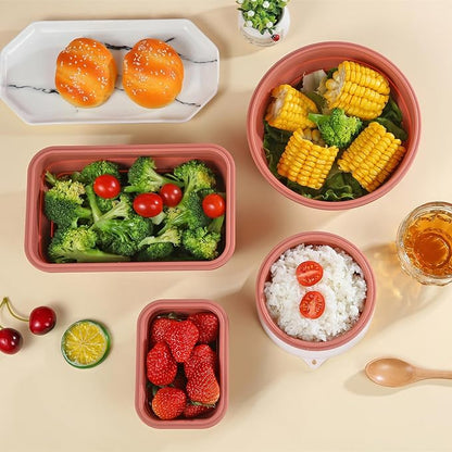 Collapsible Bowls for Camping（41oz,100% Food-grade Silicone Bowl with Lid Free BPA,Folding Mixing Bowls for Travel,RV storage,Leftovers,Swell Salad Bowl Kit