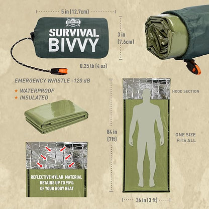 Monterra Emergency Survival Bivvy, Sleeping Bag, Hiking Essentials, Bivy Sack, Outdoor Gear and Equipment, Camping Accessories.