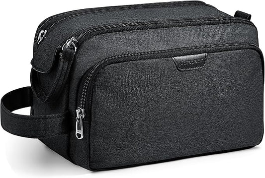 Vorspack Travel Toiletry Bag for Men - Water Resistant Mens Toiletry Travel Bag Dopp Kit Shaving Bag for Bathroom Toiletries Gifts - Black