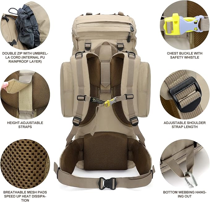 85L Lightweight Internal Frame Hiking Backpack for Men Women, Waterproof Travel Camping Backpack with Rain Cover