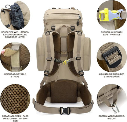 85L Lightweight Internal Frame Hiking Backpack for Men Women, Waterproof Travel Camping Backpack with Rain Cover