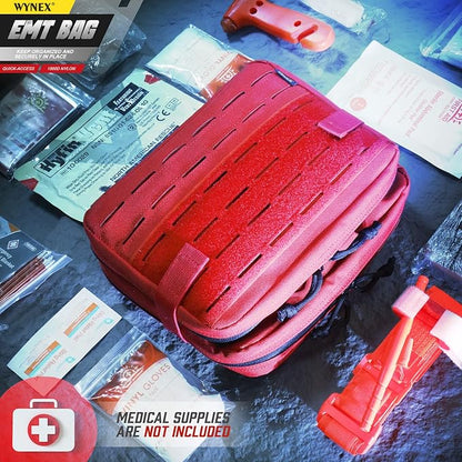 WYNEX Tactical Molle Admin Pouch of Laser Cut Design, Utility Pouches Molle Attachment Military Medical EMT Organizer with Map Pocket EDC EMT Pack IFAK Tool Holder Universal U.S.A Patch Included