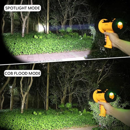 XINXI 1000,000 Lumens Rechargeable Spotlight with COB Floodlight, 6 Light Modes and USB Charger for Hiking, Boating, Hunting, IP67 Waterproof Handheld Flashlight with red Filter(Yellow)