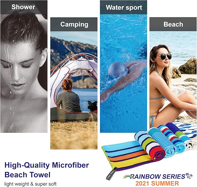 4Monster Microfiber Beach Towel Quick Dry,Super Absorbent Lightweight Travel Towel for Swimmers, Sand Free Camping Towel, Beach Towels for Pool, Swim, Water Sports,Yoga,Gym,Backpacking