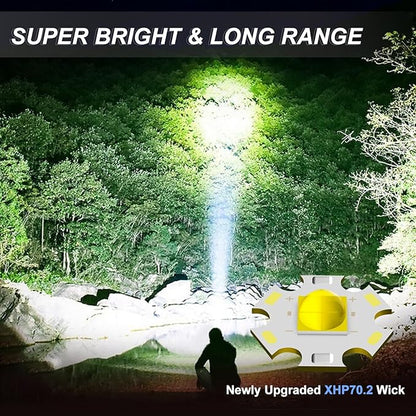 Flashlights High Lumens Rechargeable, 990000 Lumens Super Bright LED Flashlight, Powerful Tactical Flashlights, Brightest Waterproof Zoomable Handheld Flash Light High Powered for Camping Emergencies