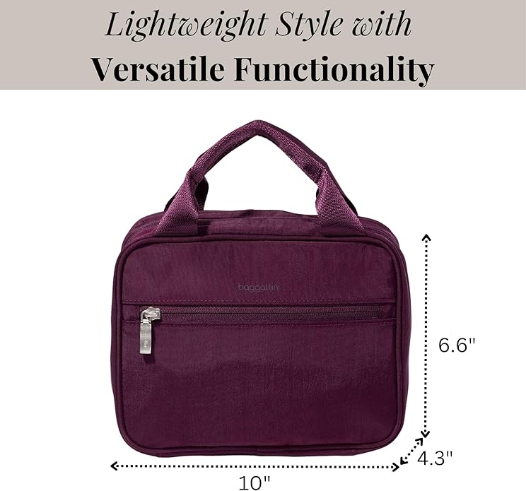 Baggallini Unisex's Hanging Travel Toiletry Kit-Lightweight 6x10 Inch Makeup Bag Toiltery