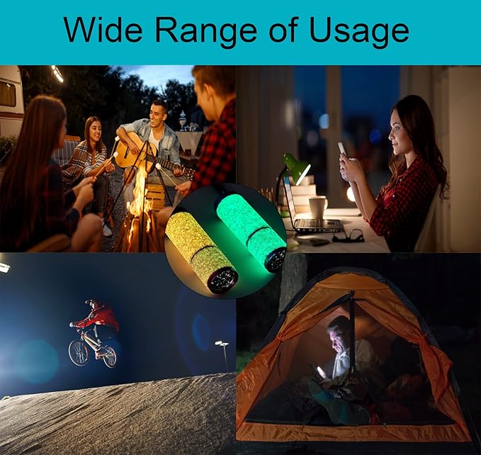 9 LED Glow in Dark Flashlights, 4 Pack Rubber Coated Handheld Flashlights with Straps, Aluminum Portable Lights for Camping, Hiking, Emergency