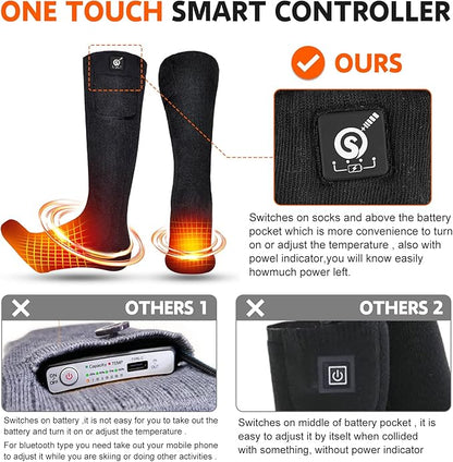 Upgraded Rechargeable Electric Heated Socks,7.4V 2200mAh Battery Powered Cold Weather Heat Socks for Men Women,Outdoor Riding Camping Hiking Motorcycle Skiing Warm Winter Socks