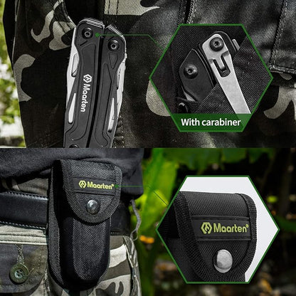 13-In-1 Multitool with Safety Locking, Professional Stainless Steel Multitool Pliers Pocket Knife, Bottle Opener, Screwdriver with Nylon Sheath for Outdoor, Survival, Camping, Hiking