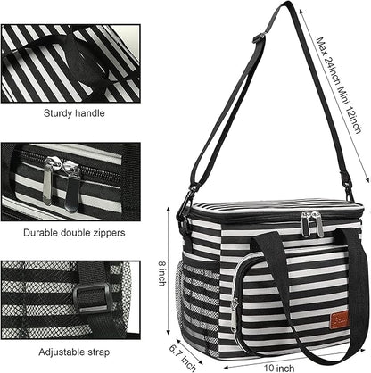 Femuar Lunch Bags for Women/Men, Insulated Lunch Bag for Work Office Picnic - Lunch Cooler Bag Leakproof Lunch Box with Adjustable Shoulder Strap - Stripe
