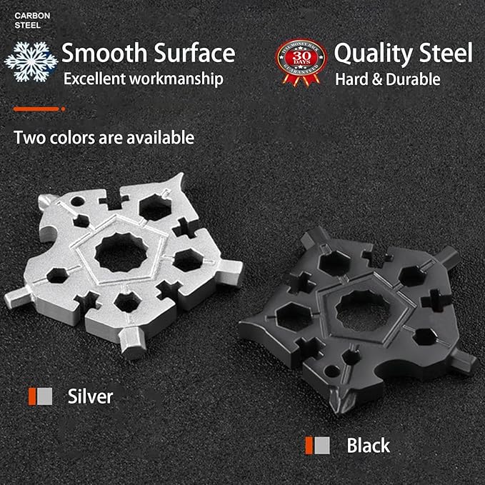23-in-1 Snowflake Multitool Stainless Steel Multitool,Chxico 23-in-1 Stainless Multi-tool with Key Ring,Gift for Christmas(Black)