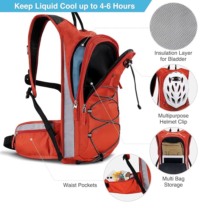 3L Hydration Backpack, Insulated Water Backpack, Hiking Backpack with Water Bladder, Lightweight Water Backpack for Hiking, Biking, Running, Climbing