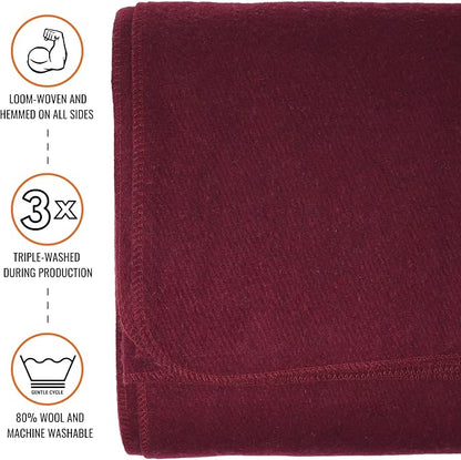 Arcturus Military Wool Blanket - Warm, Thick, Washable - Great for Outdoors, Camping, Stadium Blanket, Picnics, Travel - Car & Bushcraft Survival Kits, Large 64in x 88in 4.5 lb