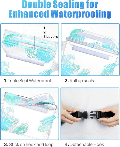 F-color Waterproof Fanny Pack - Waterproof Phone Pouch with Waist Strap - Cruise Essentials 2025 Must Haves Waterproof Pouch Dry Bag Keep Phone Valuables Safe for Beach Kayaking Boating Fishing
