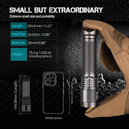 ACEBEAM TAC AA Tactical EDC Flashlight, 1000 High Lumens Flashlight Rechargeable, 280 Meters Long Range throw Pocket LED Flashlight, Super Bright Small Mini Flashlight for Camping, Emergency, Home