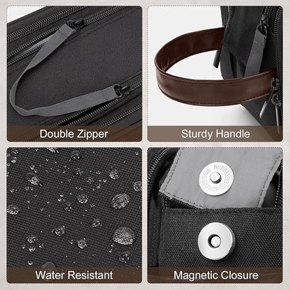 Wedama Toiletry Bag for Men, Large Hanging Travel Toiletry Bag, Extra Electronic Organizer Bag Waterproof Shaving Bag for Toiletries with PU Handle for Travel Business Trips Swim Camping, Grey