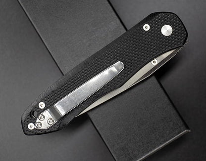 FD03 Folding Pocket Knife, 9Cr13MoV Stainless Steel Blade G10 Handle EDC Pocket Knife for Men and Women, Camping Hunting Hiking Fishing Knives Tools (White)