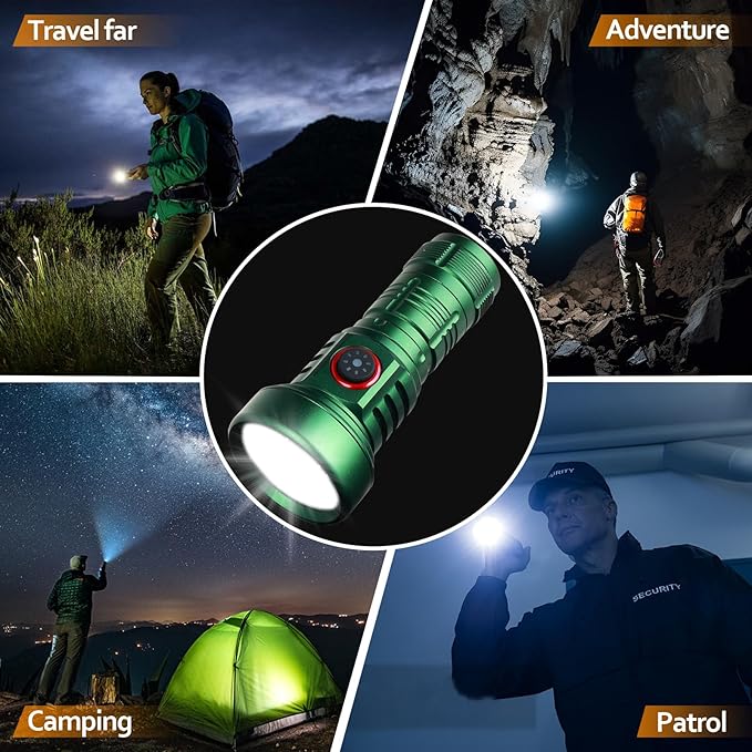 Led Flashlights Rechargeable USB C, Small Powerful Flashlight Max 2000 High Lumens Flashlight with 5 Modes, Red Light, Power Indicator, Waterproof Flash Light for Camping Hiking Emergency