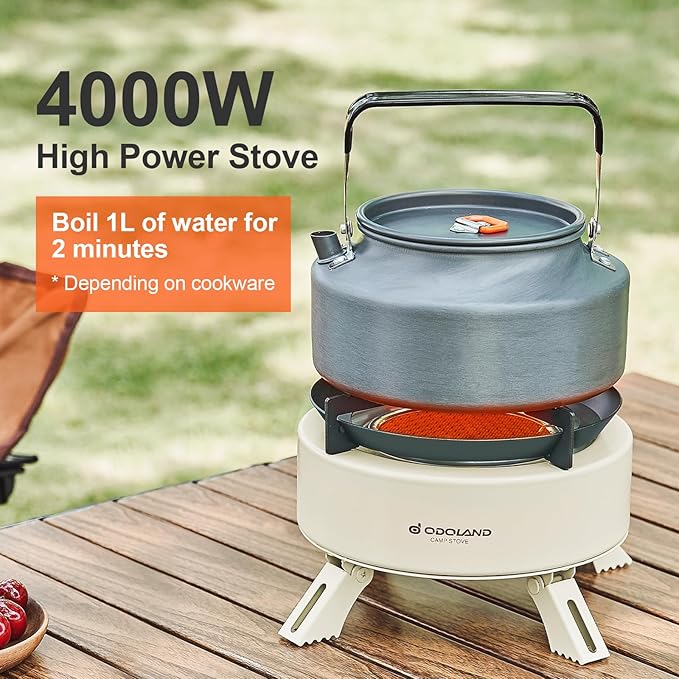 Odoland 4000W Portable Camping Stove Adjustable Infrared Camp Stove Lightweight Propane Backpacking Stove with EVA Box for Outdoor Camping Cooking Hiking and Picnic