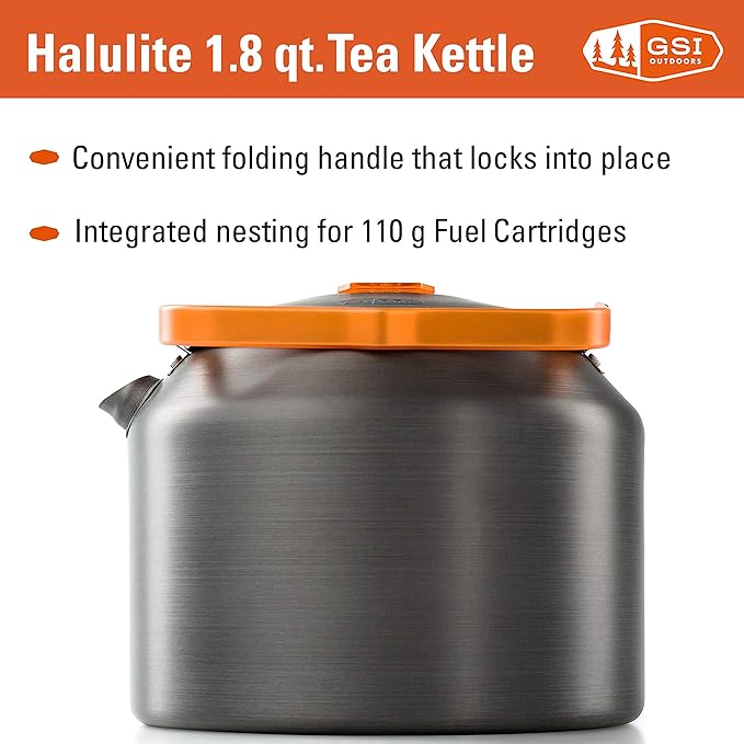 GSI Outdoors Halulite 1.8 qt. Tea Kettle Ultralight Aluminum with Superior Heating