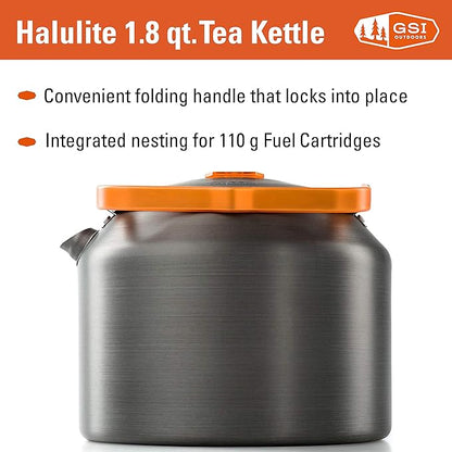 GSI Outdoors Halulite 1.8 qt. Tea Kettle Ultralight Aluminum with Superior Heating