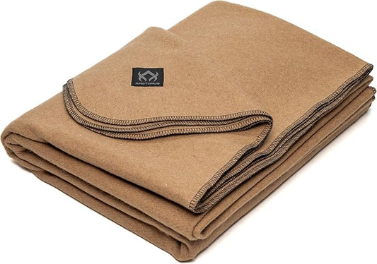 Arcturus Military Wool Blanket - Warm, Thick, Washable - Great for Outdoors, Camping, Stadium Blanket, Picnics, Travel - Car & Bushcraft Survival Kits, Large 64in x 88in 4.5 lb