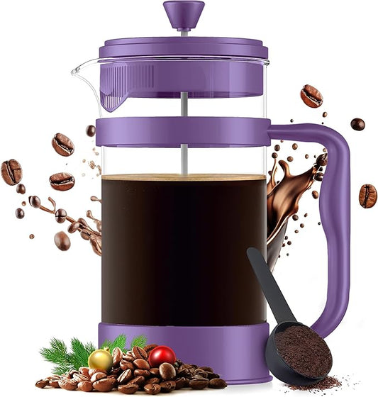 Utopia Kitchen 34 Ounce 1 Liter French Press Coffee Maker, Tea Maker, Travel Coffee Presses, Heat Resistant Thickened Borosilicate Coffee Pot for Camping Travel Gifts, Plum Pack of 1