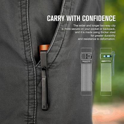 OLIGHT Baton3 Pro 1500 Lumens EDC Rechargeable Flashlights with MCC3, Compact Pocket Flashlight with L-Shape Stand and High Performance LED for Camping and Emergency(Cool White Light: 5700~6700K)