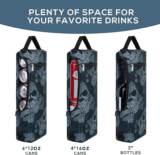 Golf Cooler Bag Plus Ice Pack Soft Sided Insulated Cooler Bag- Holds 6 Pack of Cans or 2 Wine Bottles - Grey Camo Golf Beer Sleeve Black Fits Discreetly in Golf Bags