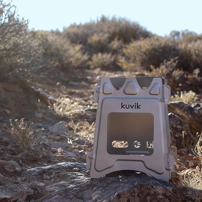 Kuvik's Titanium Wood Stove - Ultralight and Compact Stove for Backpacking, Camping, and Survival