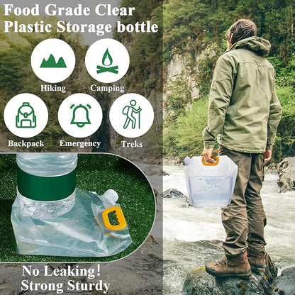 36 Pcs 1.3 Gallon Collapsible Water Storage Bag Emergency Jug Container Water Bladder Clear Plastic Storage Pouch for Outdoor Sport Camping Hiking Backpack No leak, Freezable, Odorless, Flat Folding