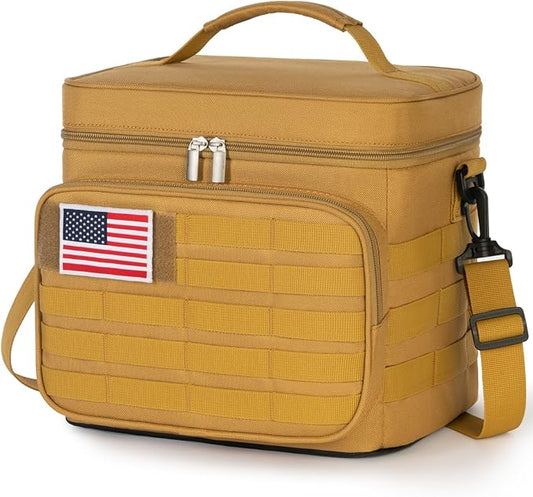 Lifewit Tactical Lunch Box for Men, Leakproof Insulated Large Lunch Cooler with MOLLE Webbing and Shoulder Straps, Heavy Duty Lunch Bag for Men Work Camping Picnic, 13L Brown