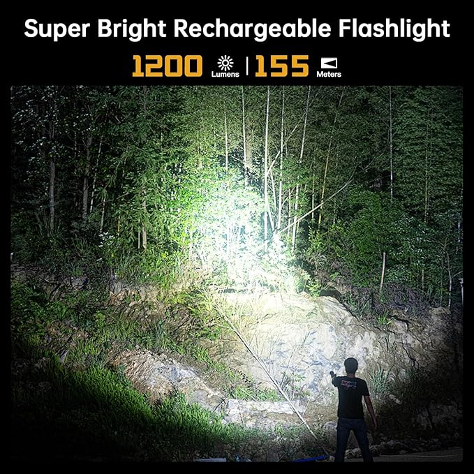 Wurkkos FC11C Led Flashlight Rechargeable High Lumen 1200, Small Powerful Flashlight USB C, Super Bright EDC Flashlight IP67 Waterproof, 155Meters Beam Distance, 90 High CRI Flashlight(5000K)